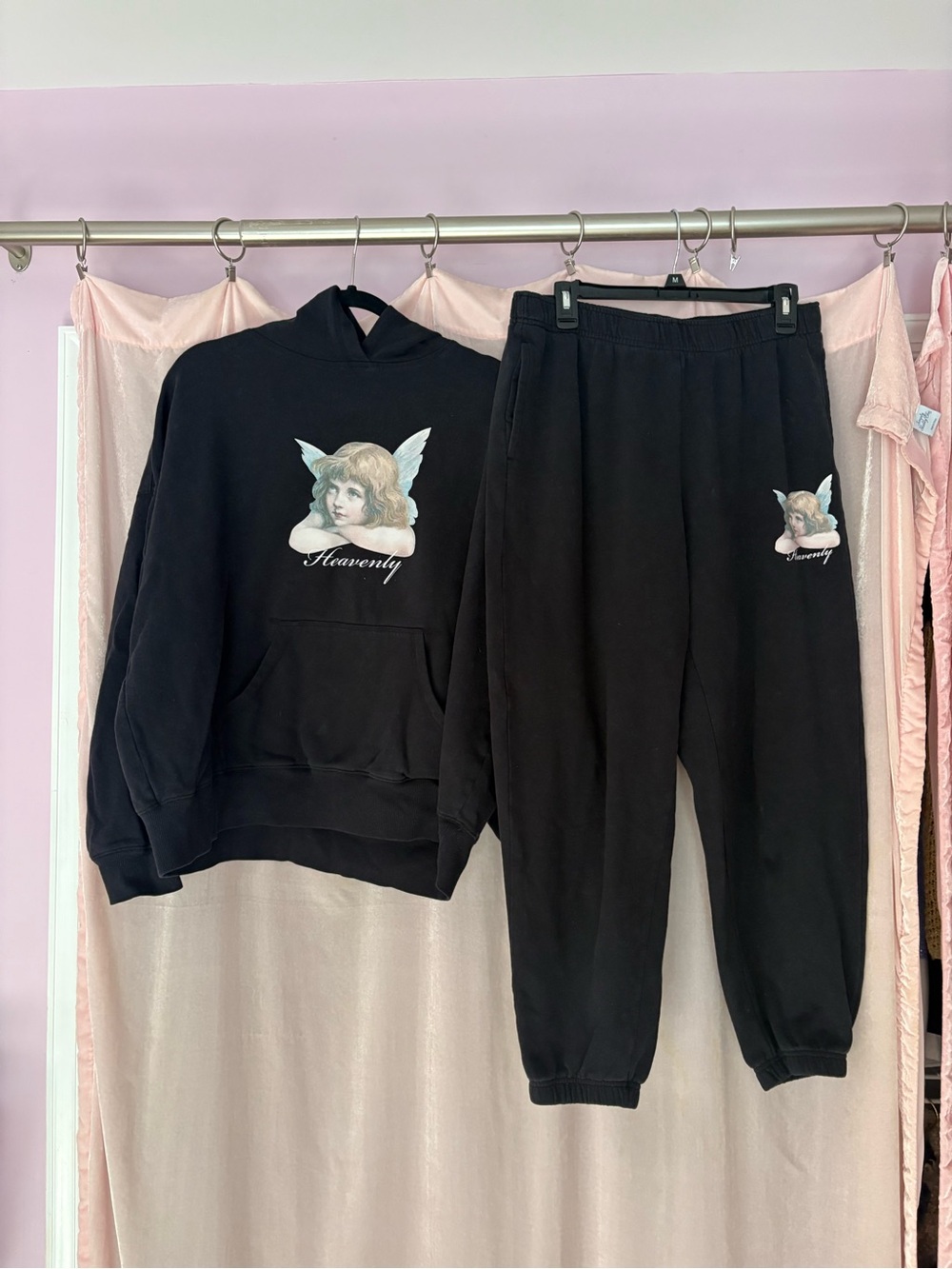 Pacsun Black Angel Graphic Hoodie & Sweatpants Set